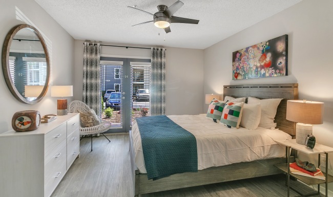 Styled apartment bedroom